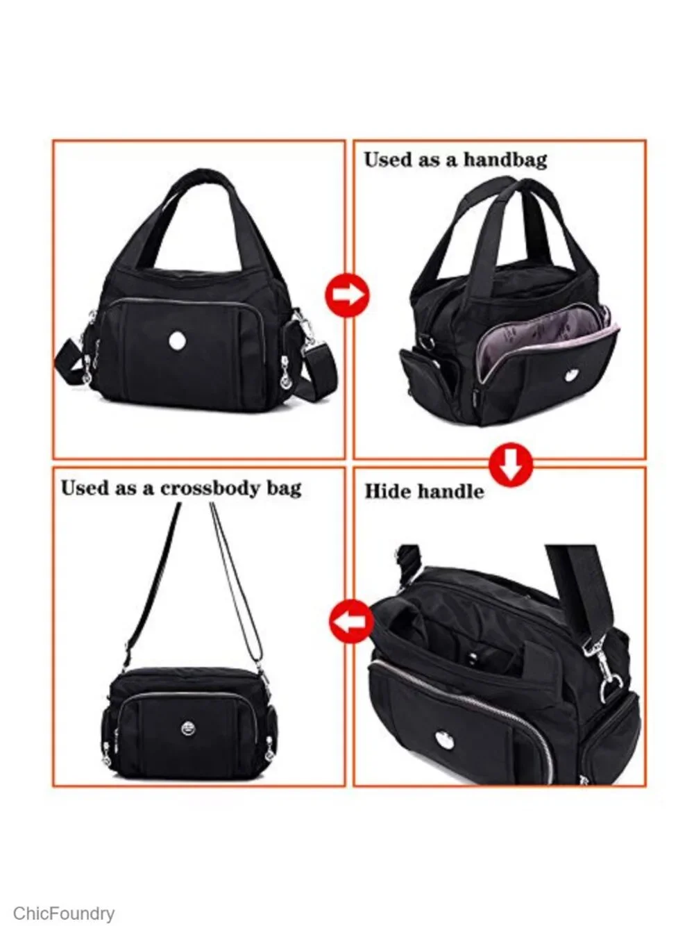 Waterproof Nylon Crossbody Bag Multi-Pocket Women Travel Shoulder Purse